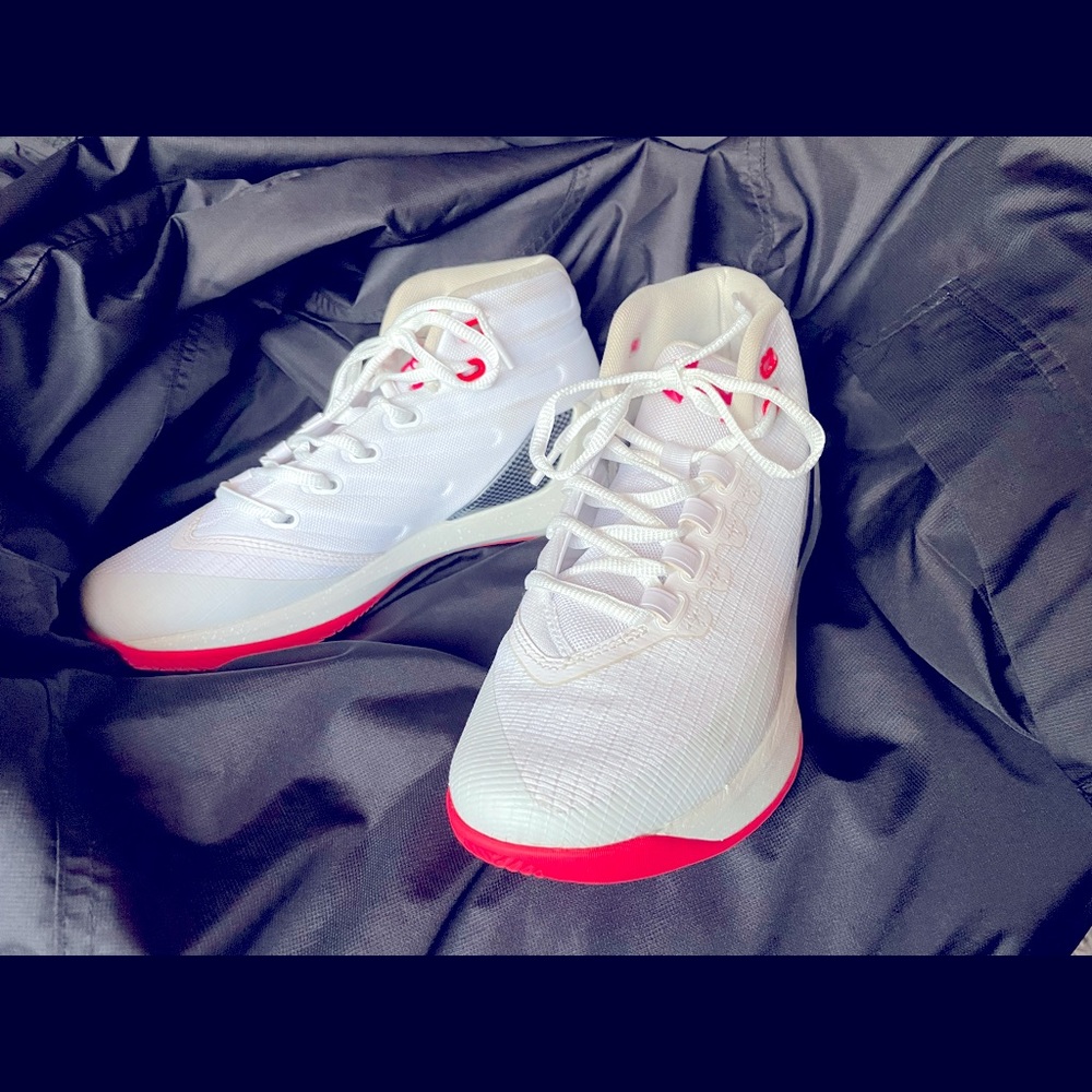 Hot Pink and White basketball shoes